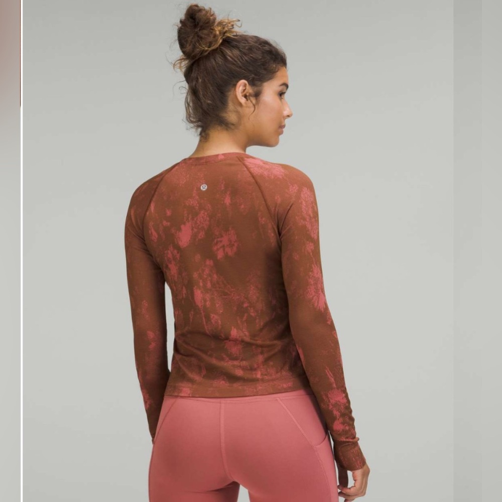 Lululemon Swiftly Tech Shirt 2.0 Shadow Bloom Roasted Brown/Brier Rose Size 16 - Picture 4 of 16